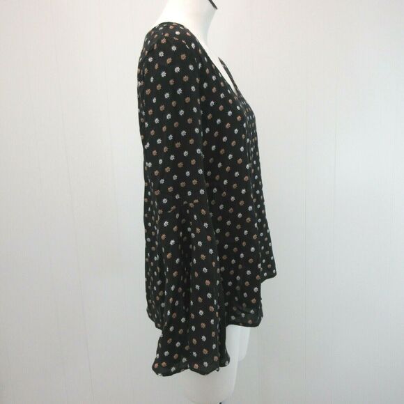 Express Womens Size Small Boho Top Black Lightweight Bell Sleeve 60s Style - Picture 6 of 11